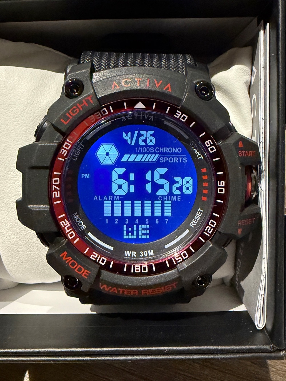 Ativa Black & Red Sports Digital Watch - Blue Backlight 55 mm